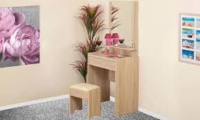 Makeup table touch screen mirror vanity table set wood dressing table mirror stool 4 storage drawers 32.28 l x 15.74 w x 52.16 h. Oak Dressing Table With Mirror And Stool From Aed 649 A To Z Furniture