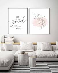 See Good In All Thingsquote Printprintable Wall Artset Of 2 Etsy In 2020 Black And White Living Room Decor Black And White Living Room Wall Art Living Room