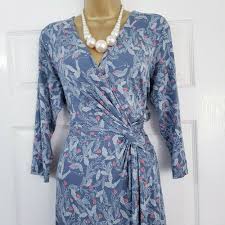 White Stuff Womens Robin Bird Print Floral Squirl Grey Dress Stretch Knot 14 Uk Fashion Clothing Shoes Accessorie Dresses Gray Dress Two Piece Dress Casual