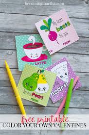 We made them into coloring cards so that your kids could have fun coloring them for all of their friends. Free Printable Valentines Color Your Own Valentine Cards