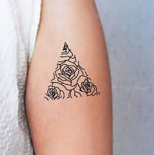 2017 Trend Geometric Tattoo 2 Triangle Temporary Tattoos Roses In A Triangle Rose Tattoo Minimalist Tat Minimalist Tattoo Geometric Tattoo Trendy Tattoos