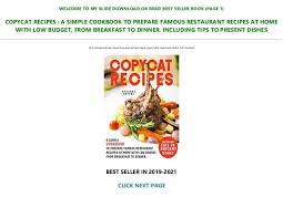 Great recipe collection for all food lovers and historians. Download In Pdf Copycat Recipes A Simple Cookbook To Prepare Famou