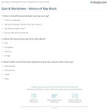 Have fun making trivia questions about swimming and swimmers. Quiz Worksheet History Of Rap Music Study Com