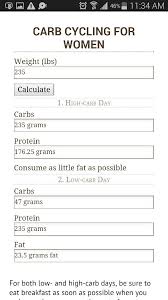 carb cycling calculator for women in 2019 carb cycling