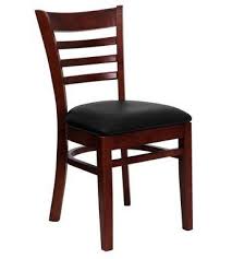 Feromin Corporation Mahogany Ladder Back Restaurant Chair With Black Vinyl Cushion Wood Restaurant Chairs Restaurant Chairs Flash Furniture