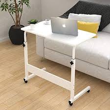 Amazing Offer On Ssline White Sofa Table Mobile Snack Table Couch Side End Table Wheels U Shaped Rolling Breakfast Tv Tray Table Portable Height Adjustable Lap In 2020 Laptop Table For Bed