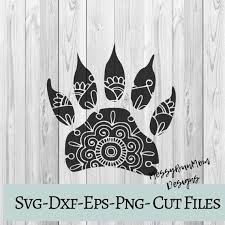 Download Mandala Bear Paw Svg Bear Paw Print Svg Mama Bear Svg Mandala Cricut Svg Silhouette Mandala Svg Bear Paw Print Paw Print Mandala Svg