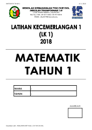 Bab nombor bulat hingga bab peratus.full description. Ujian 1 Matematik Tahun 1 2018
