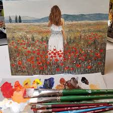 Maybe you would like to learn more about one of these? Woman In A Field Of Poppies Acrylic Painting Tutorial By Angela Anderson On Youtube Fredrixcanvas Princ Poppy Painting Poppy Acrylic Painting Canvas Painting
