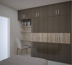 Wall To Wall Wardrobe With Study Unit Eye Catching Color Combinations And The Strips In M Wardrobe Laminate Design Wall Wardrobe Design Modern Cupboard Design