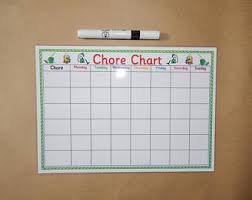 Weekly Chore Chart Daily Chores Dry Ease Dry Wipe Etsy