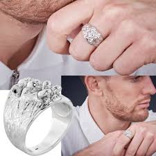 For Men Unique Mens Rings Silver Amber Oval Gemstone Mens Ring, 925 Ivy  Sterling Silver Ring For Women