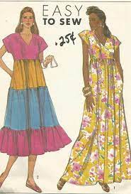 Vintage 80s Simplicity 9153 Uncut Misses Tiered Muu Muu Etsy Dress Sewing Pattern Sewing Pattern Sizes Ankle Length Dress