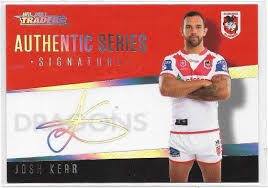 2021 Nrl Traders Authentic Signature Silver Series As13 Josh Kerr Dragons Apt Collectables