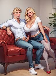 Stepmom Looking At Penis, Blonde Hair, Massive Breast Furry AI Porn