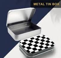metal box with hinged lid sold on Temu United States