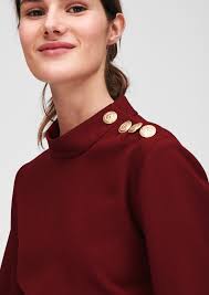 Robe mi-longue col montant bordeaux