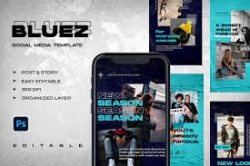 Instagram mobile mockup created and shared by marina. Bluez Instagram Stories Post Template In Social Media Templates On Yellow Images Creative Store