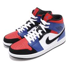Details About Nike Air Jordan 1 Mid I Aj1 Top 3 White Black Blue Red Men Shoes 554724 124