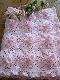 New Crocheted Pretty In Pink Roses Baby Afghan
