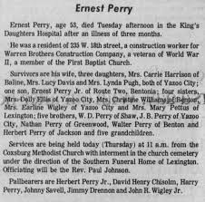 Obituary for Ernest Perry (Aged 53)