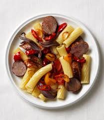 Rigatoni With Sausage Roasted Peppers Garlic Oil Recipe Roasted Peppers Stuffed Peppers Rigatoni