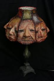 A Human Face Carousel Lamp Shade Ooak Horror Decor Oddities Collection Energy Saving Light Bulbs