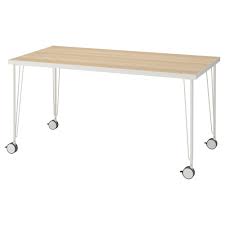 Linnmon Krille Tavolo Bianco Effetto Rovere Con Mordente Bianco Bianco 150x75 Cm Ikea It In 2020 Ikea Table Glass Top Table