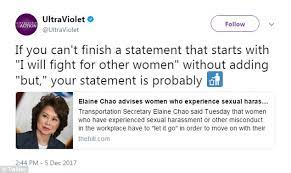 My first port of call was los angeles. Activists Slam Elaine Chao For Saying Victims Let It Go Daily Mail Online