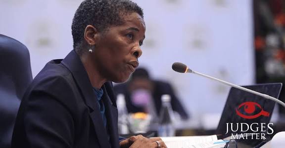 Commissioner Baloyi asks what kind of support Phoswa received in judgment-writing as an acting judge, pointing to two admin law judgments which weren't clear on the findings. Phoswa explains that at Durban