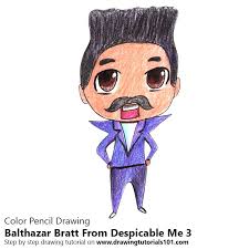 Minions coloring videos for kids. Chibi Balthazar Bratt From Despicable Me 3 Colored Pencils Drawing Chibi Balthazar Bratt From Despicable Me 3 With Color Pencils Drawingtutorials101 Com