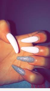 How to remove acrylic nails at home with acetone. Silver And White Long Nails Long Acrylic Nails Coffin Long Nails White Acrylic Nails