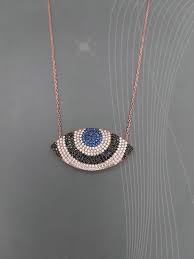 Rose gold evil eye necklace. Rose Gold Evil Eye Necklace With Spike Lashes White And Pink Zircons 100 925 Sterling Silver Necklaces Charm Necklaces Drv Rennrutschen Com