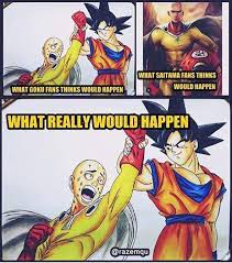 The dragon ball super manga brought several new characters and transformations into dragon ball. It Would Be Two Fights Saitama Would Win The First Fight But Goku Would Come Back Str Dragon Ball Super Funny Anime Dragon Ball Super Dragon Ball Super Manga