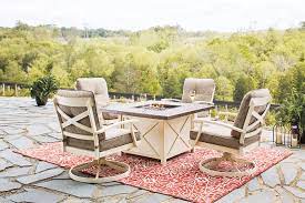 Outdoor fire pit table and chairs. Preston Bay Outdoor Fire Pit Table Set Signature Design Furniture Cart