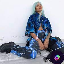 Blue Lightning Hyper Pants Shop Your Kind Streetwear Women Streetwear Fashion Women Pants Women Fashion
