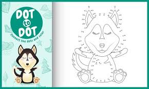 Another in our dog series today we have husky coloring pages. Premium Vector Connect The Dots Kids Game And Coloring Page With A Cute Husky Dog Character