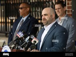 Connecticut Department of Transportation (CTDOT) Commissioner Garrett  Eucalitto speaks next to CT Transit General Manager Thomas Stringer Jr.,  left, and Connecticut Department of Transportation Bureau of Public  Transportation Bureau Chief Benjamin Limmer,
