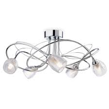 Our handpicked collection of led ceiling lights promise to emphasize your interior decoration with their bold and captivating appeal. 7643ch Henley 5 Arm Flush Ceiling Light In Chrome With Glass Shades