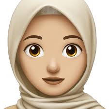 White skinned Muslim Girl with black almond eyes and beige scarf emoji