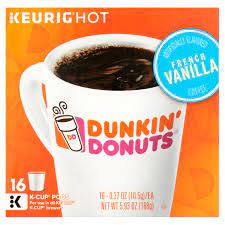 Dunkin' donuts started as a donut bakery shop back in 1950 in quincy, massachusetts and since has become a worldwide franchise comprising more than 11,300 stores worldwide and 8,500 usa locations. Dunkin French Vanilla Flavored Coffee Keurig K Cup Pods 16 Count Walmart Com Walmart Com