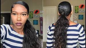 Wig & weave tea tree & borage seed oil bond release spray. How To Do A Sleek Ponytail With Weave Protective Style Natural Hair Youtube