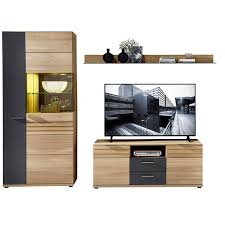 Schritt für schritt mit material laminat ist ein bodenbelag mit vielen vorteilen. Tv Wohnwand Wildeiche Massiv Geolt Mit Lack Laminat Graphit Aachen 55