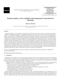 Coffee, beverage, and breakroom service since 1919 our standards. Pdf Product Quality Service Reliability And Management Of Operations At Starbucks