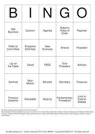 Parliamentary Procedure Bingo Cards To Download Print And Customize