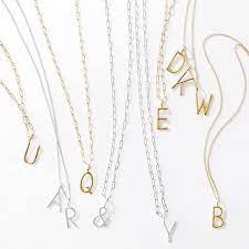 The Sarahchloejewelry Amelia Necklace Can Be Worn Long Or Short In Silver Or Gold And With Up To Three Initials So M Initial Necklace Gold Necklace Jewelry