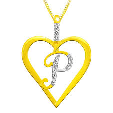 Alphabet P Diamond Pendant In Sterling Silver By Sparkles
