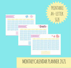 Cute 2021 Calendar Planner Set With Stickers Monthly Etsy In 2020 Planner Calendar Planner Set 2021 Calendar