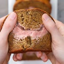 Strawberry Cream Cheese Filled Banana Bread Strawberry Cream Cheese Strawberries And Cream Cake Recipes