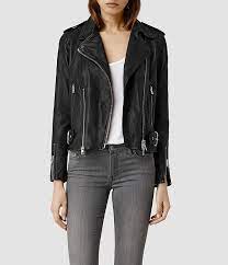 Womens Addison Leather Biker Jacket Black Allsaints Com Leather Jackets Women Leather Jacket Black Leather Biker Jacket